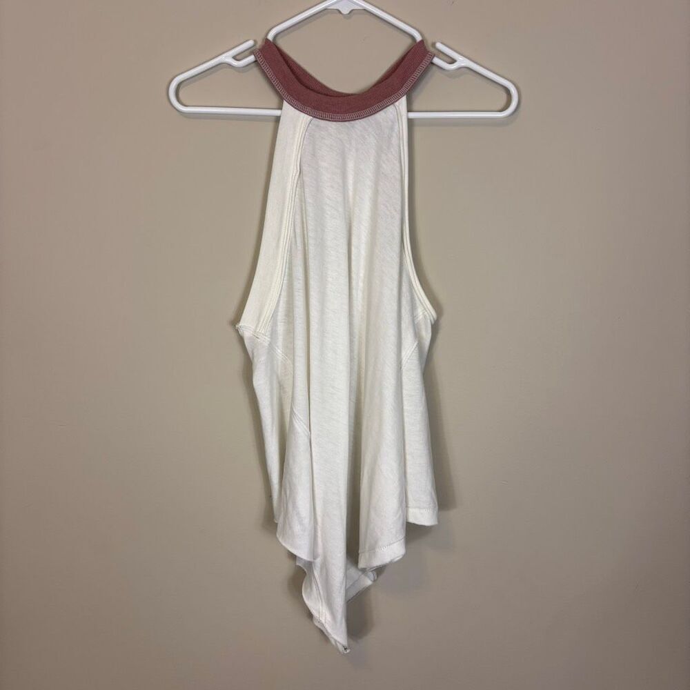 Free People‎ We The Free White High Neckline Diagonal Hem Tank Top XS